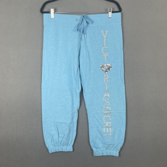 Victorias Secret Pants Womens Medium Supermodel Essentials Cropped Sequin Heart - Picture 1 of 14